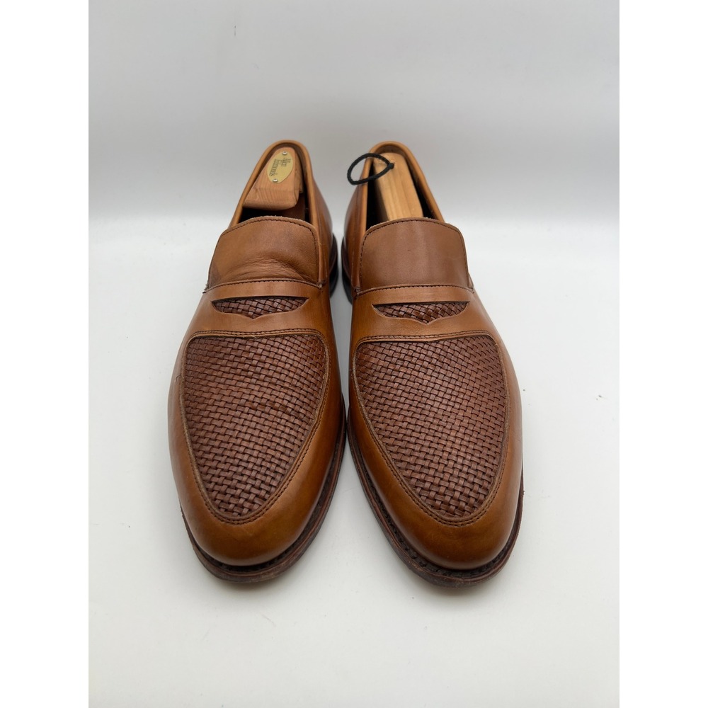 Allen Edmonds Carlsbad Mens 10.5 D Tan Woven Leather Penny Loafers 5653 USA
